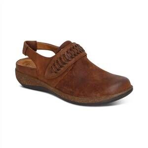 NEW AETREX women's leni slingback clog in tobacco